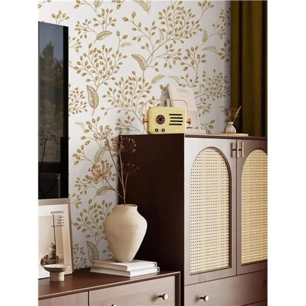 Peel and Stick Wallpaper White Contact Paper Gold Floral Wall Paper